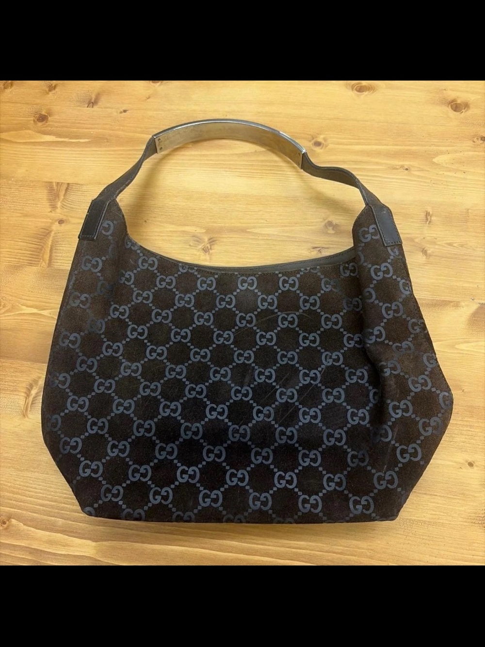 Gucci Black and Gray GG Monogram Shoulder Bag